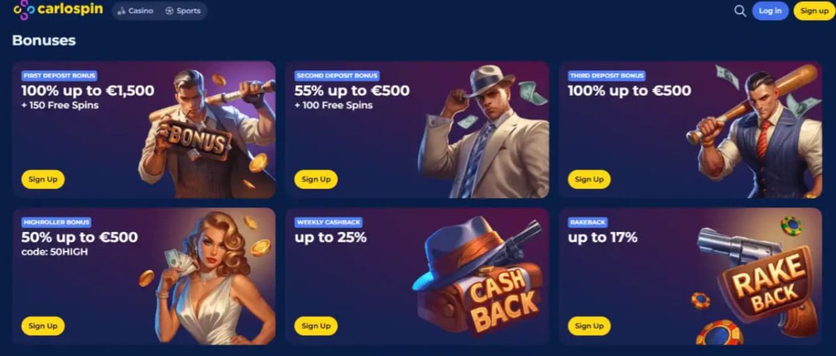 Bonussen en Wekelijkse Promoties bij CarloSpin Casino Nederland image 1